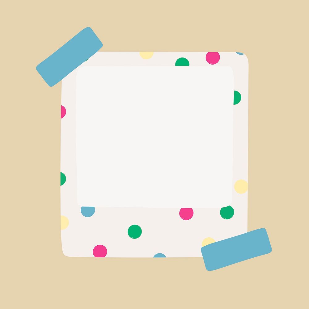 Polka dot frame, instant photo film sticker vector