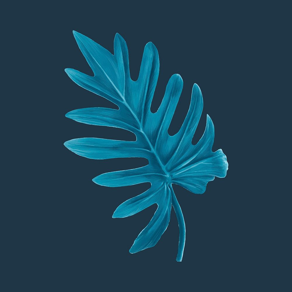 Tropical leaf collage element, blue aesthetic design vector