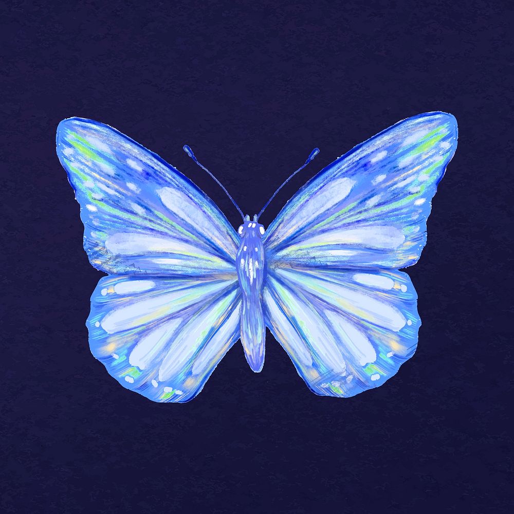 Aesthetic butterfly collage element, blue design vector