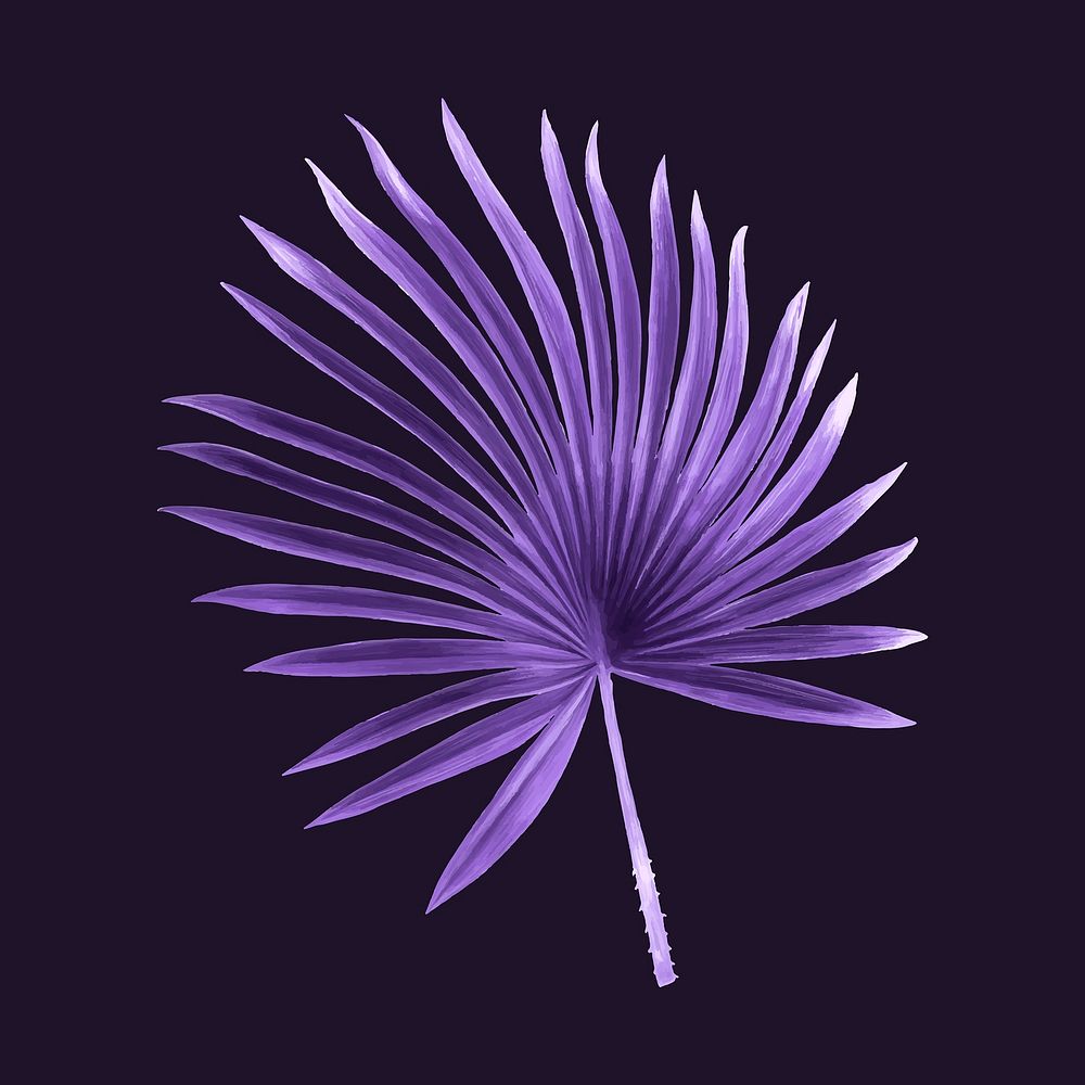 Tropical leaf collage element, purple aesthetic design vector