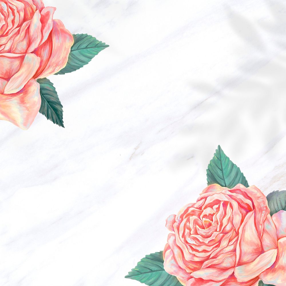 Rose border background, peach aesthetic design, social media post