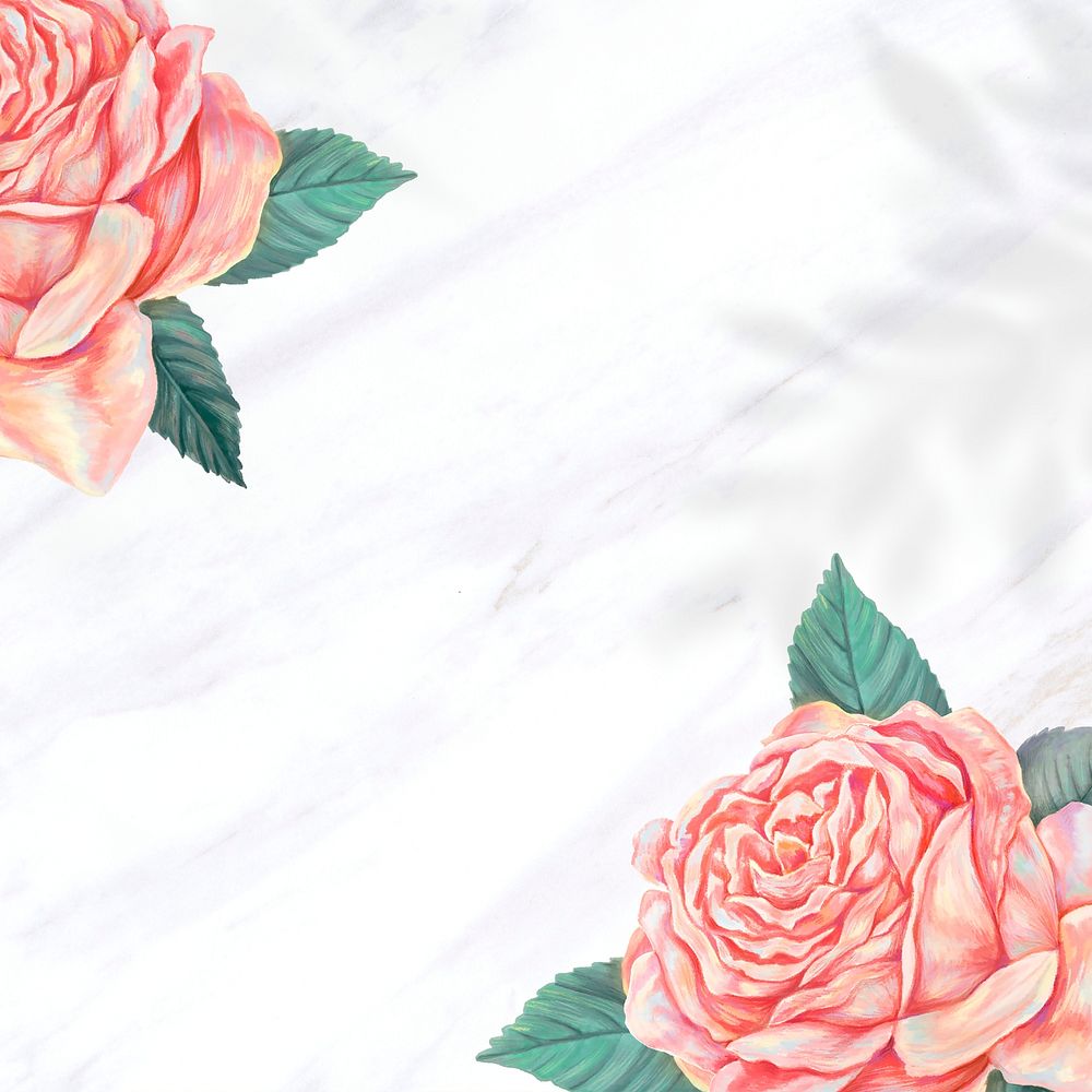 Rose border background, peach aesthetic design, social media post psd