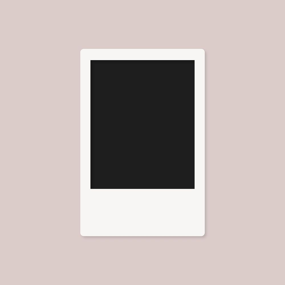 Empty instant photo frame, black and white design psd