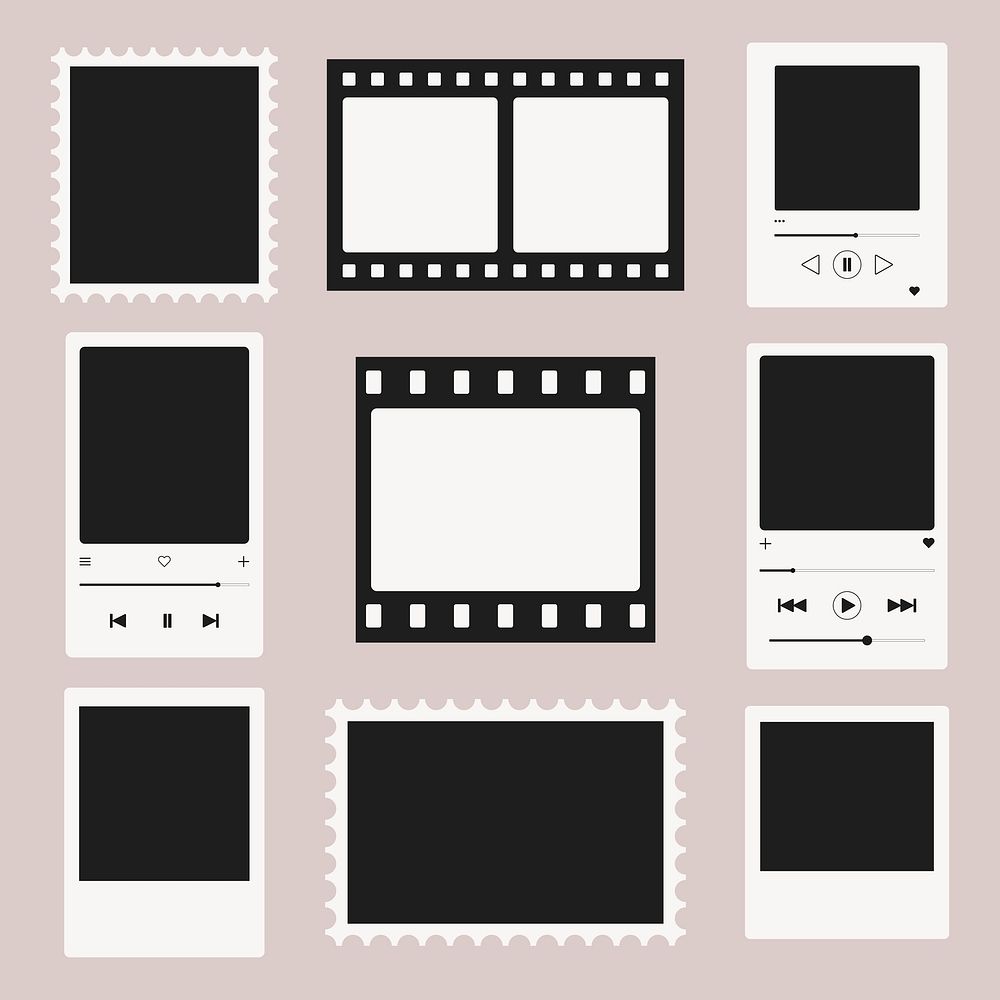 Photo frames, simple design set vector