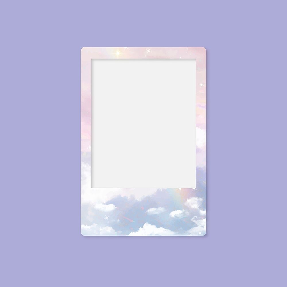 Aesthetic purple Instant photo frame, aesthetic design psd