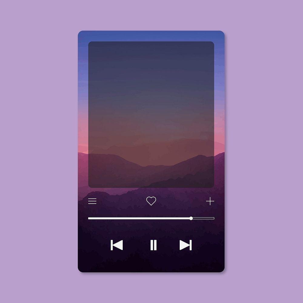 Purple aesthetic audio player screen frame, cute design 