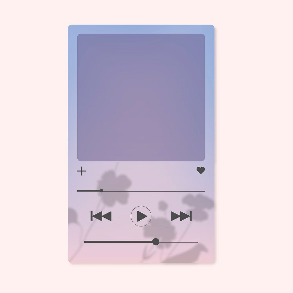Purple aesthetic music player screen frame, aesthetic design psd