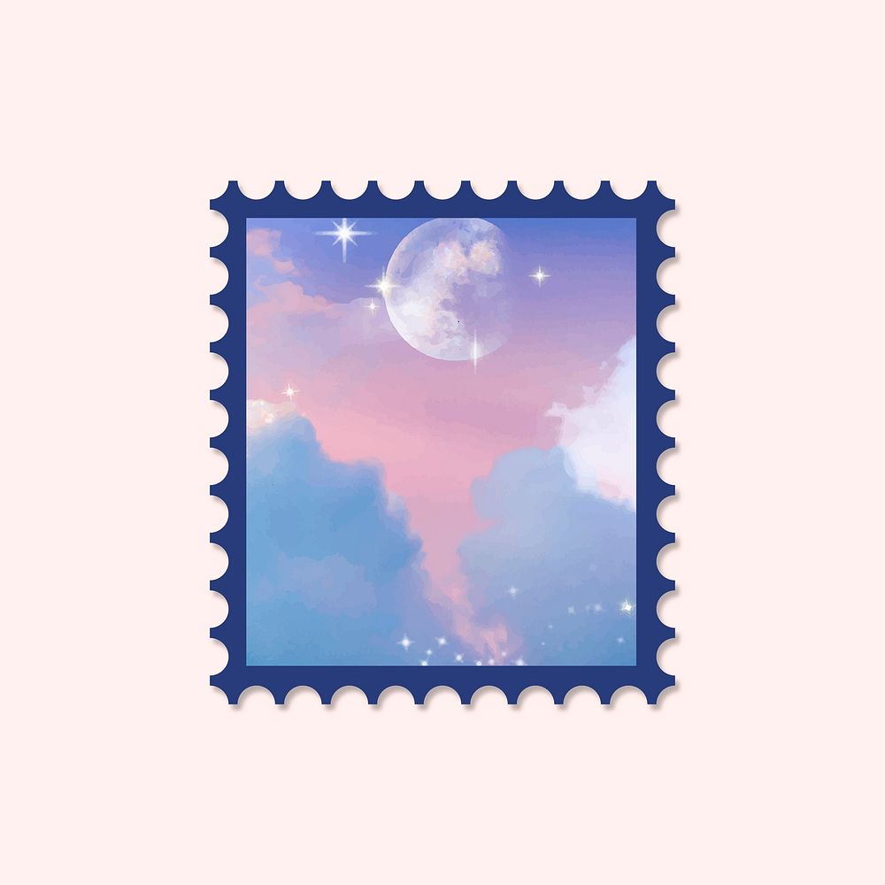 Pastel sky stamp mockup frame, cute design psd