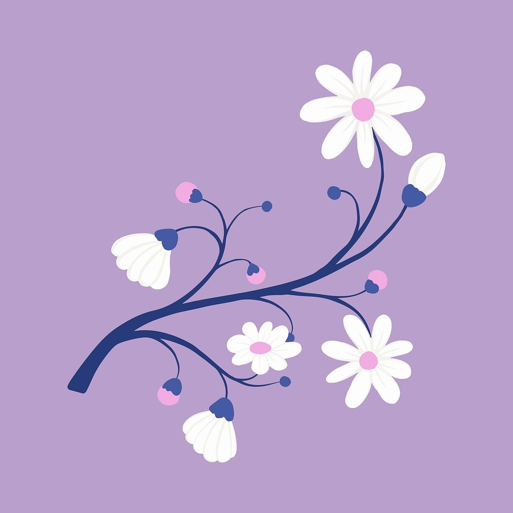 Simple flower sticker, hand drawn style vector 