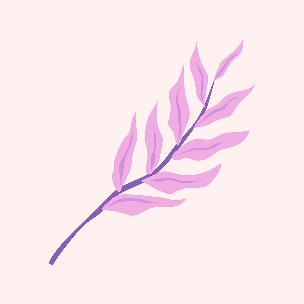 Aesthetic leaf clipart, purple botanical illustration vector