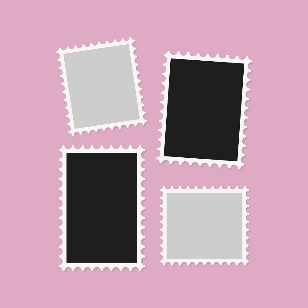 Blank postage stamps moodboard, photo frame design vector