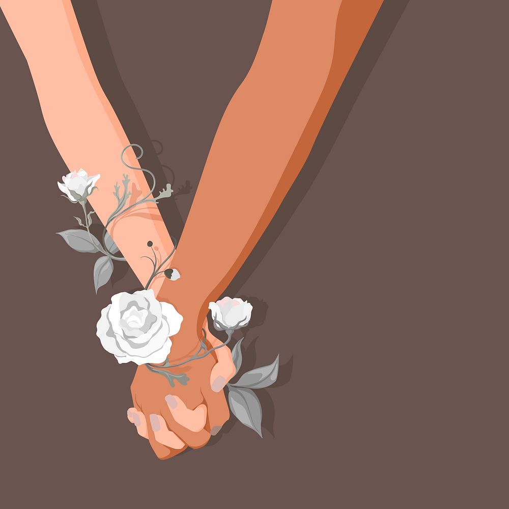 Couple holding hands background, love support design