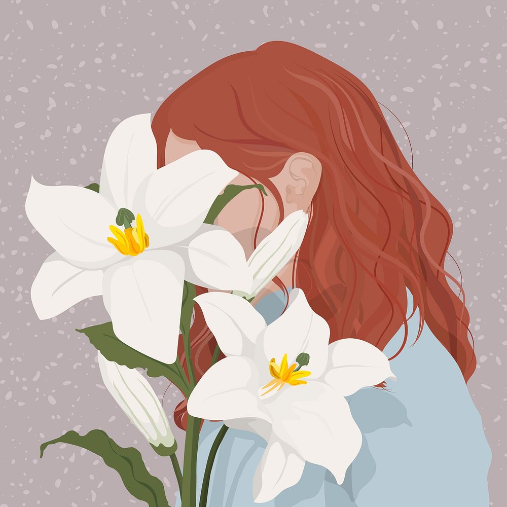 Lily and woman background, feminine illustration design