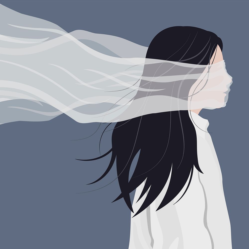 Woman and mental health background, feminine illustration design