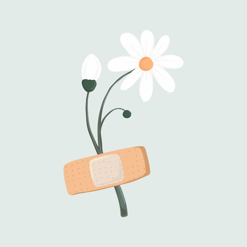Jasmine glued plaster clipart, mental health illustration design vector