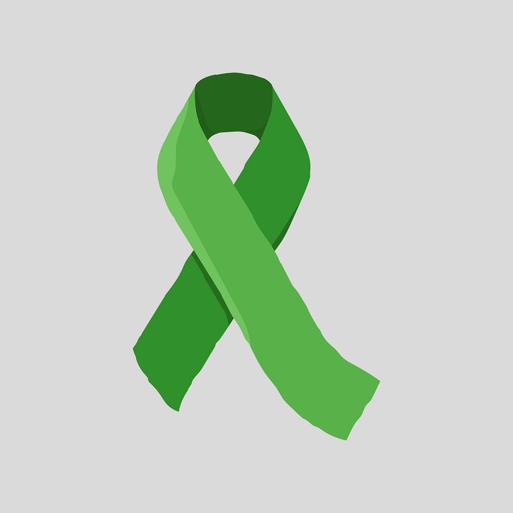 Green ribbon clipart, mental health awareness illustration vector