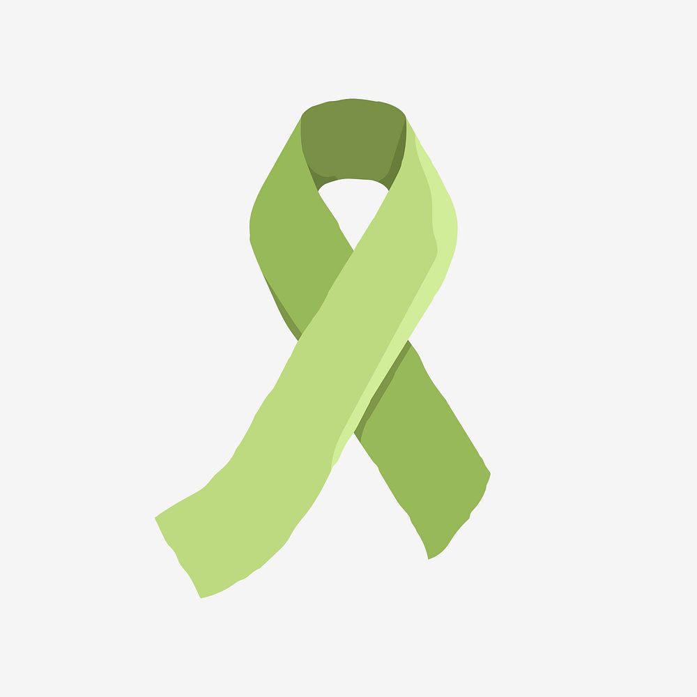 Lime Green ribbon clipart, mental health awareness illustration vector
