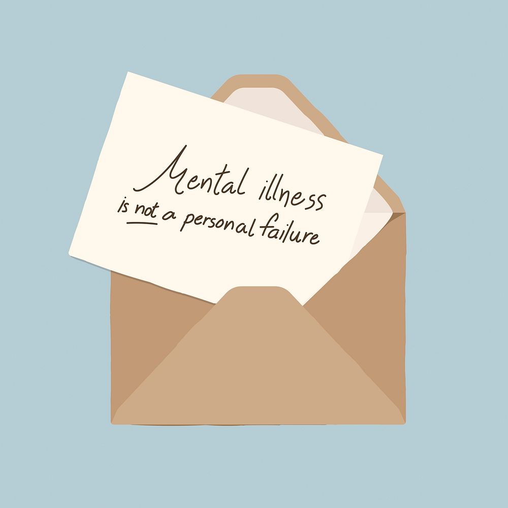 Mental illness envelope clipart, cute illustration