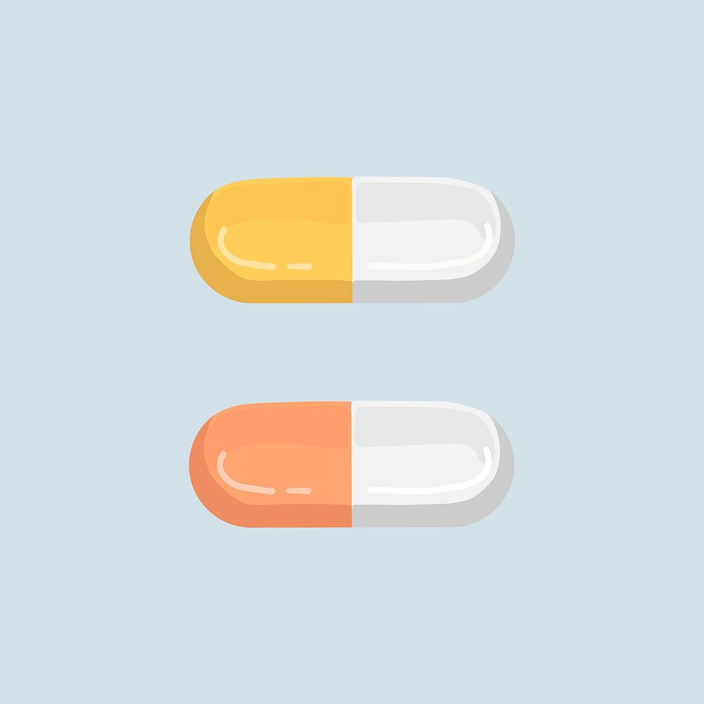 Pills clipart, mental health medicine illustration psd