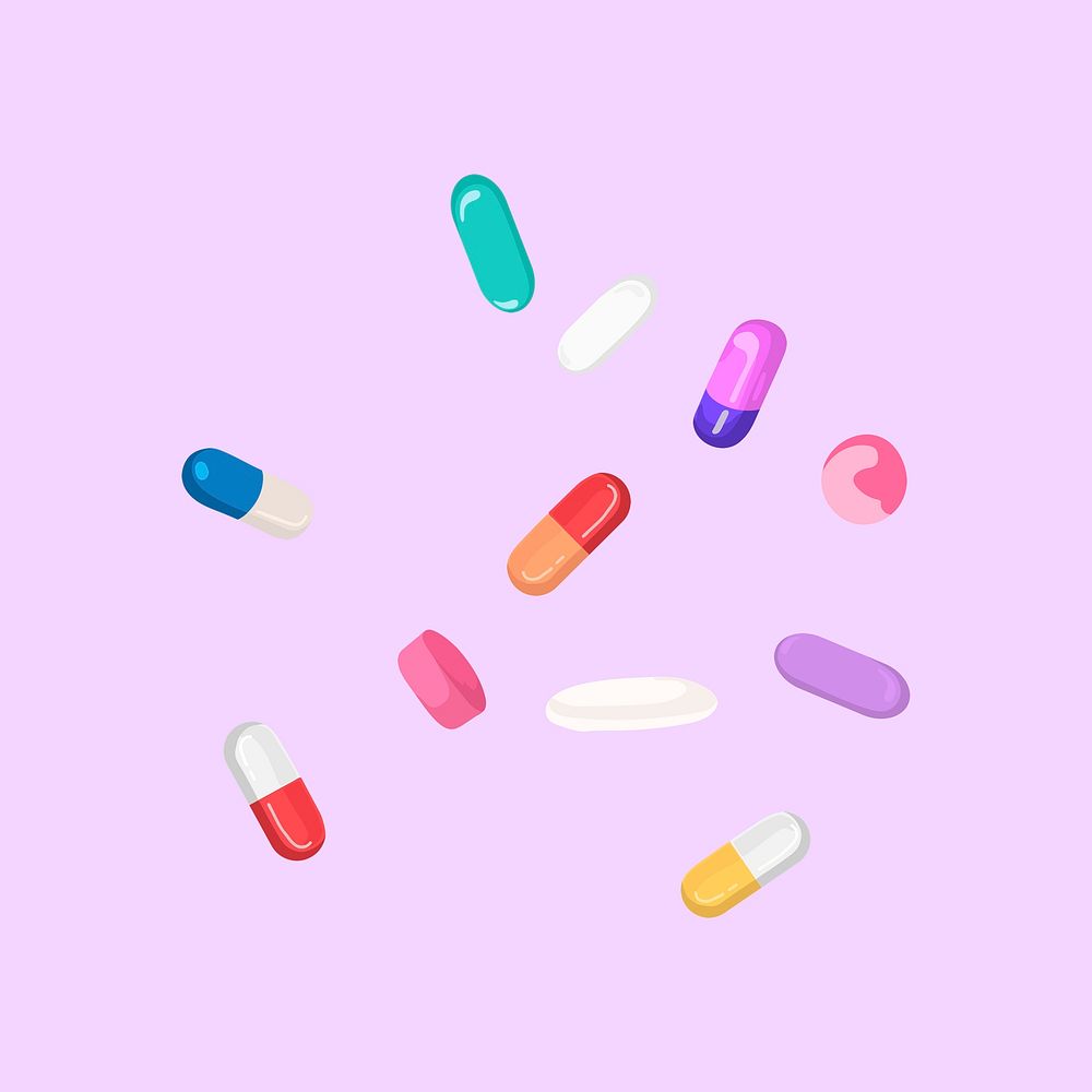 Antidepressants clipart, mental health medicine illustration vector