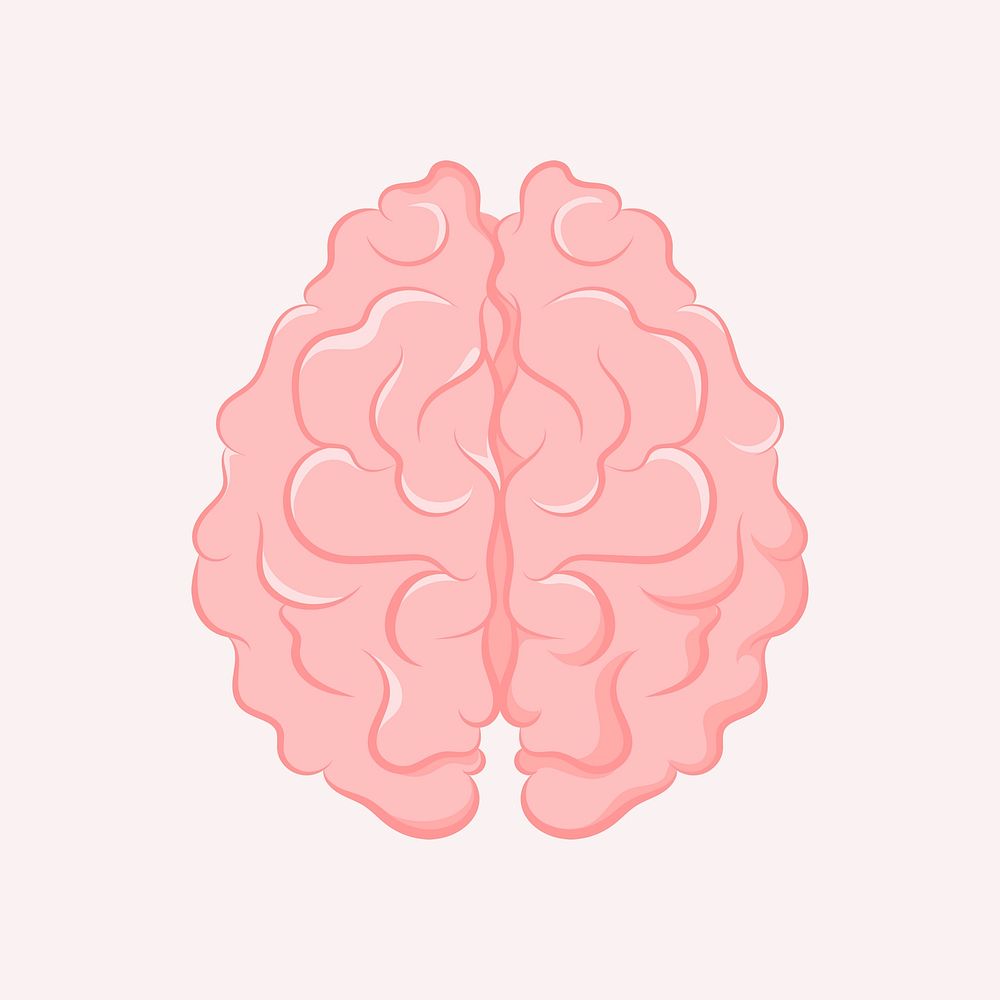 Brain clipart, mental health illustration vector