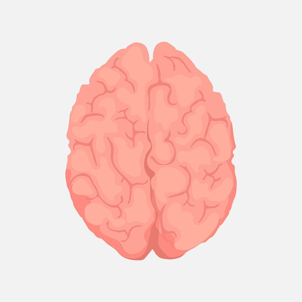 Pink brain clipart, mental health illustration vector
