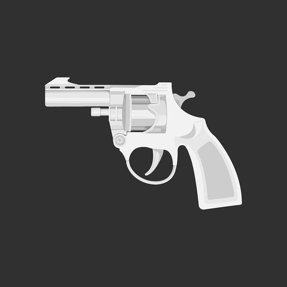 Handgun clipart, white weapon illustration vector