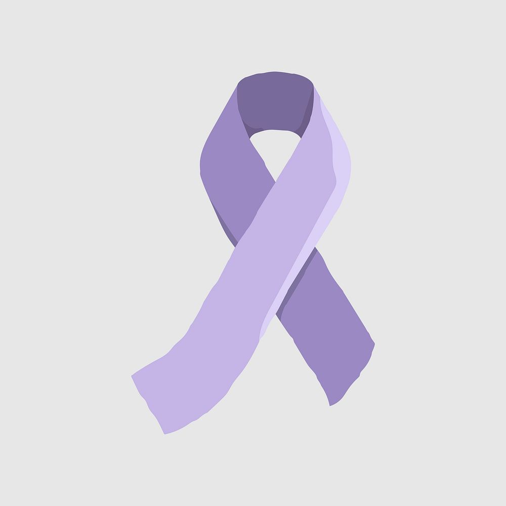 Purple ribbon clipart, cancer awareness illustration vector