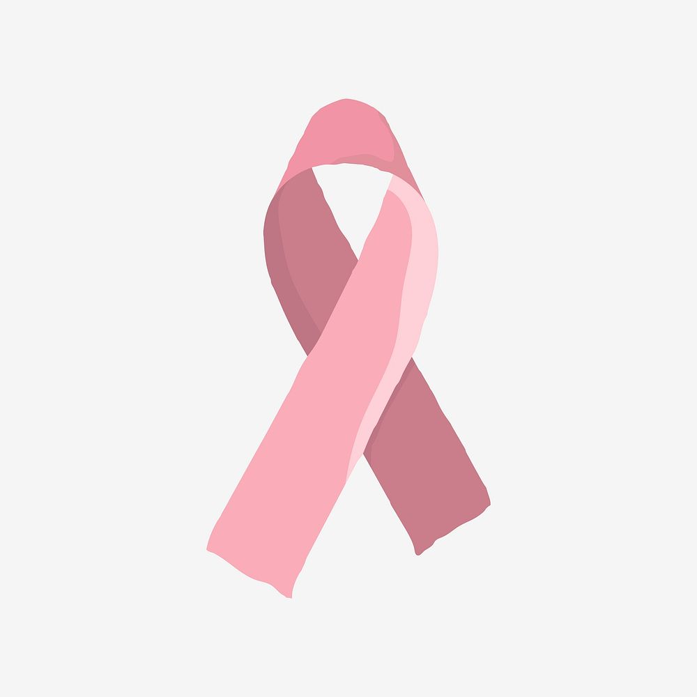 Pink ribbon clipart, breast cancer awareness illustration psd