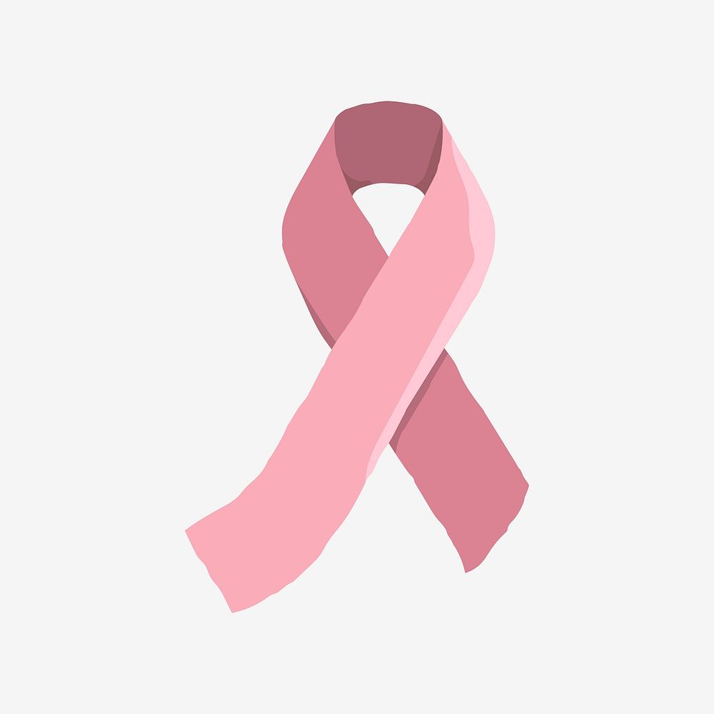 Pink ribbon clipart, breast cancer awareness illustration psd