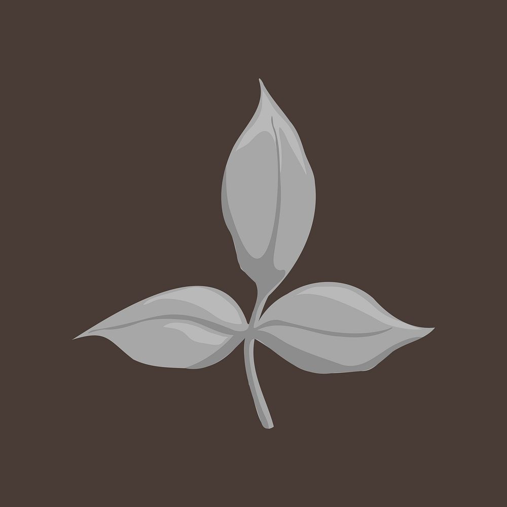 Gray leaf clipart, botanical illustration design psd