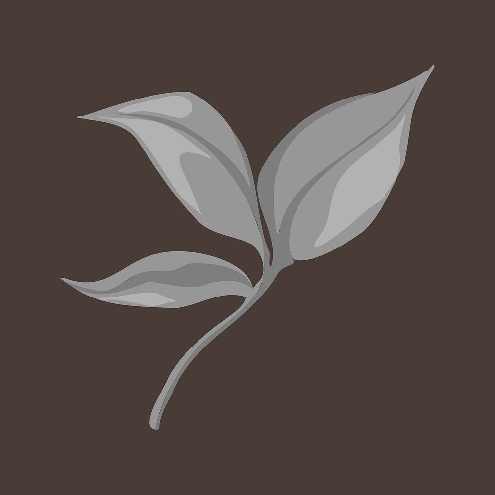 Gray leaf clipart, botanical illustration design vector