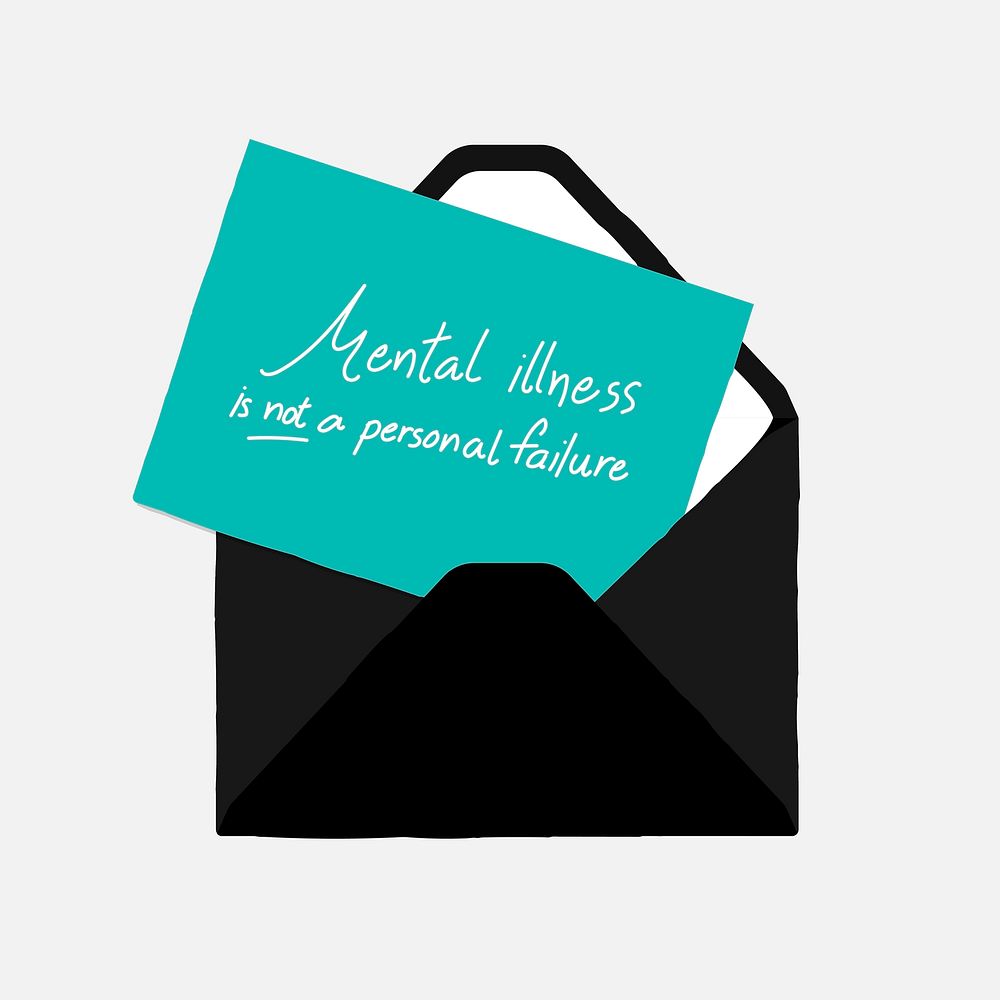 Mental illness envelope clipart, cute illustration vector