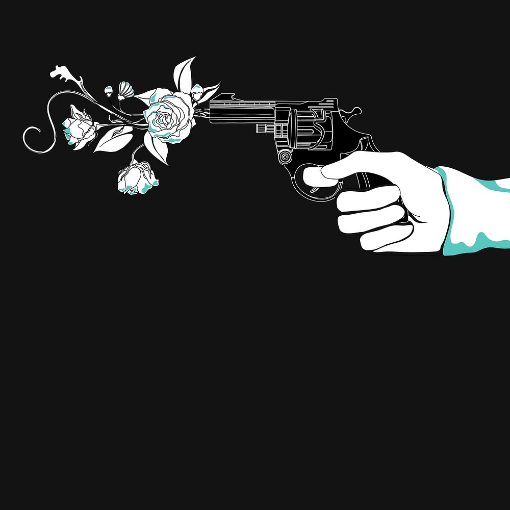 Flower gun background, weapon illustration