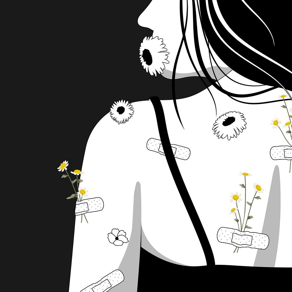 Anxiety background, feminine illustration design