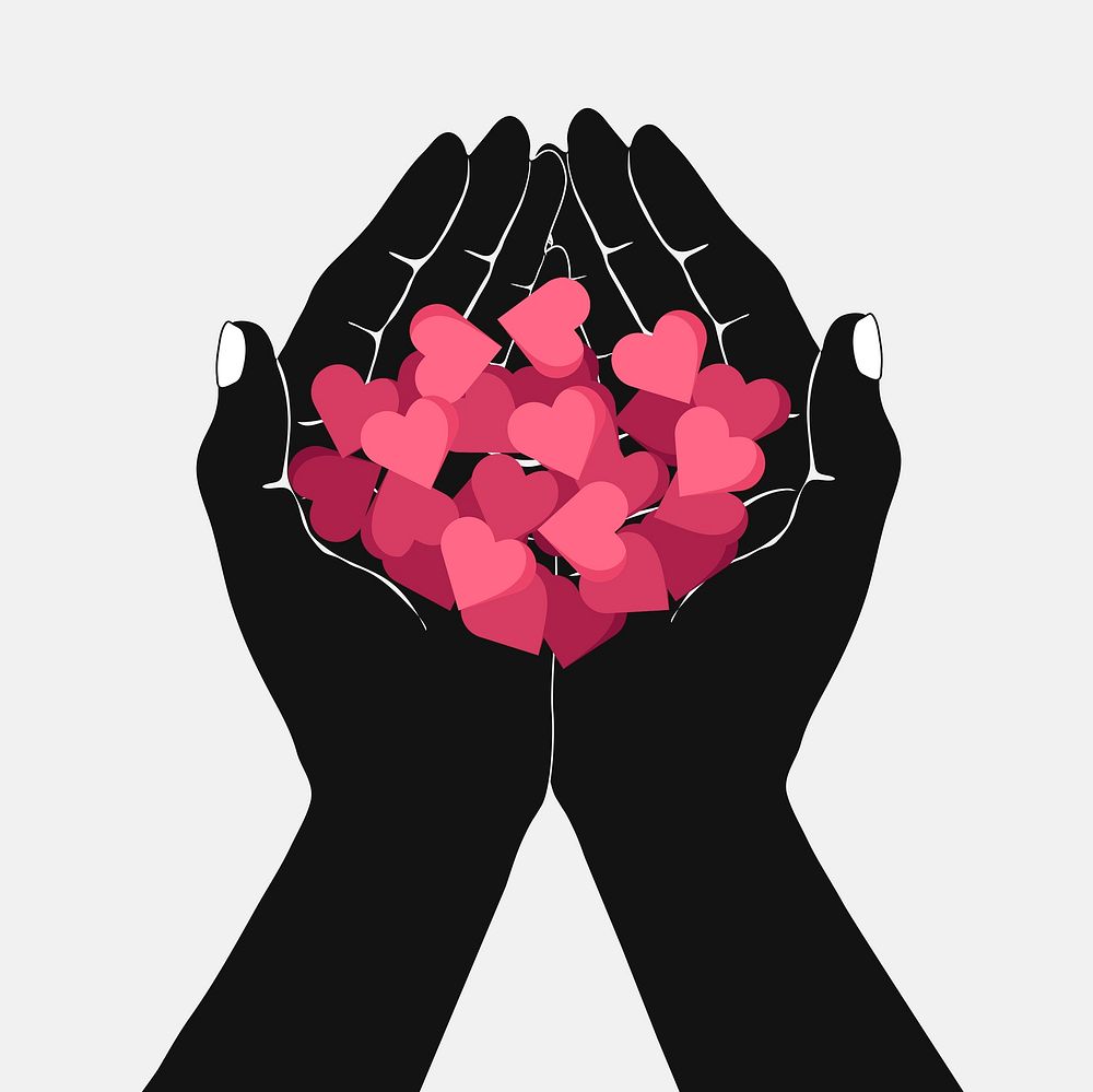 Hearts in cupped hands clipart, giving love design