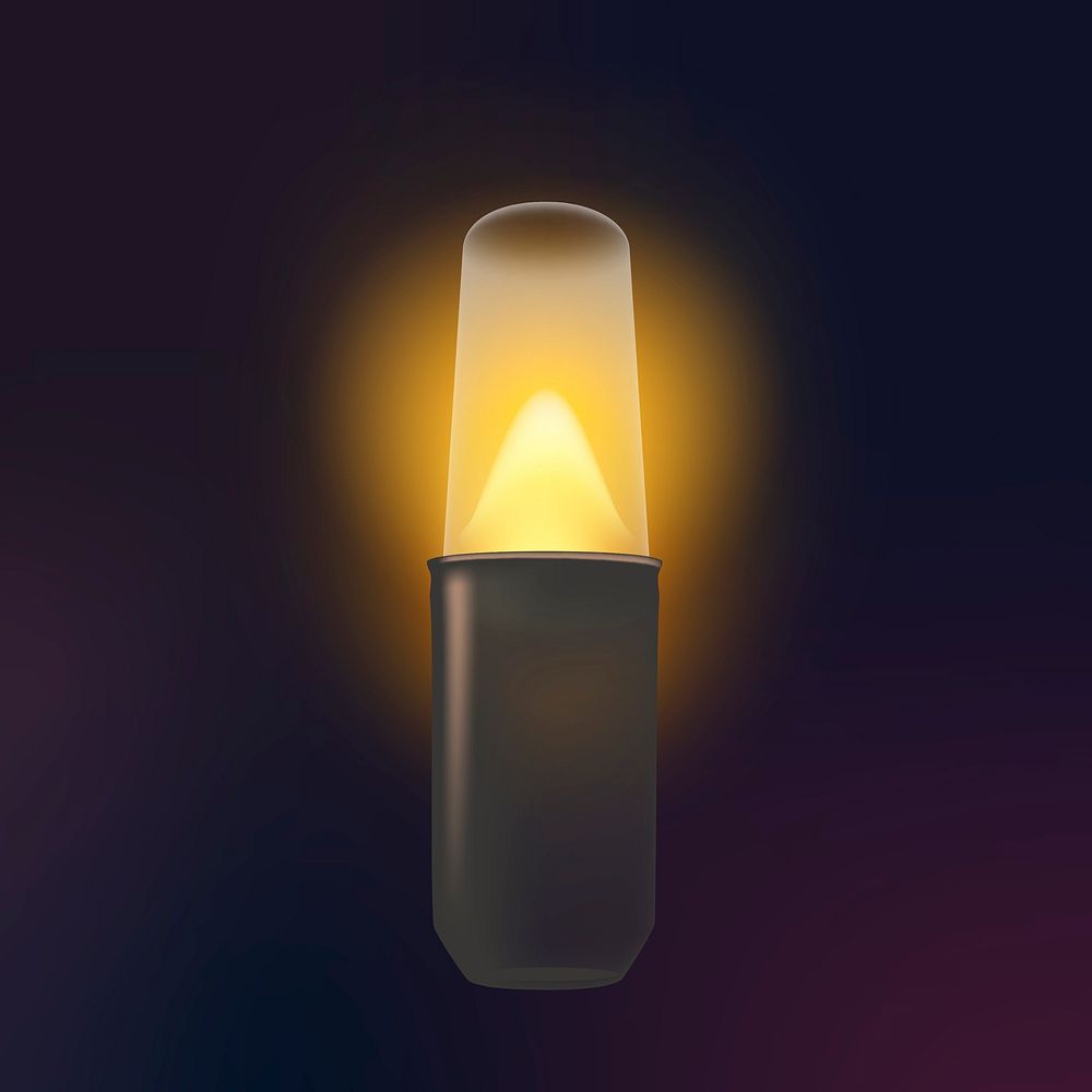 Party light bulb sticker, yellow design, black background vector