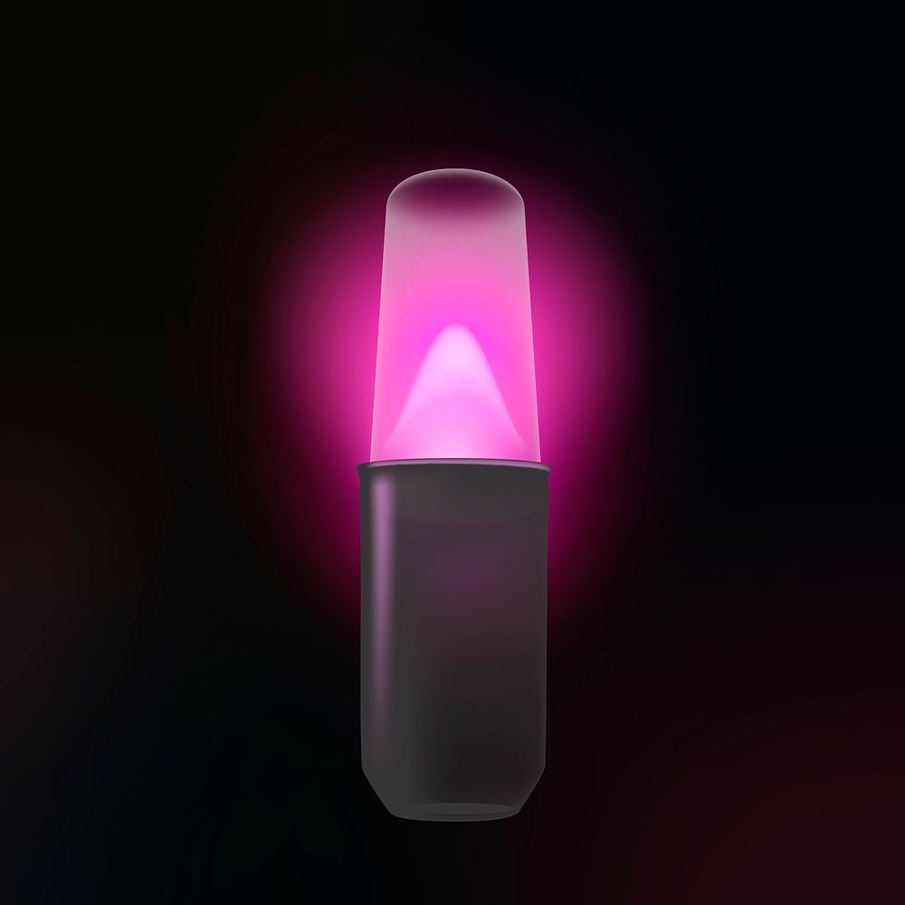 Party light bulb sticker, pink design, black background vector