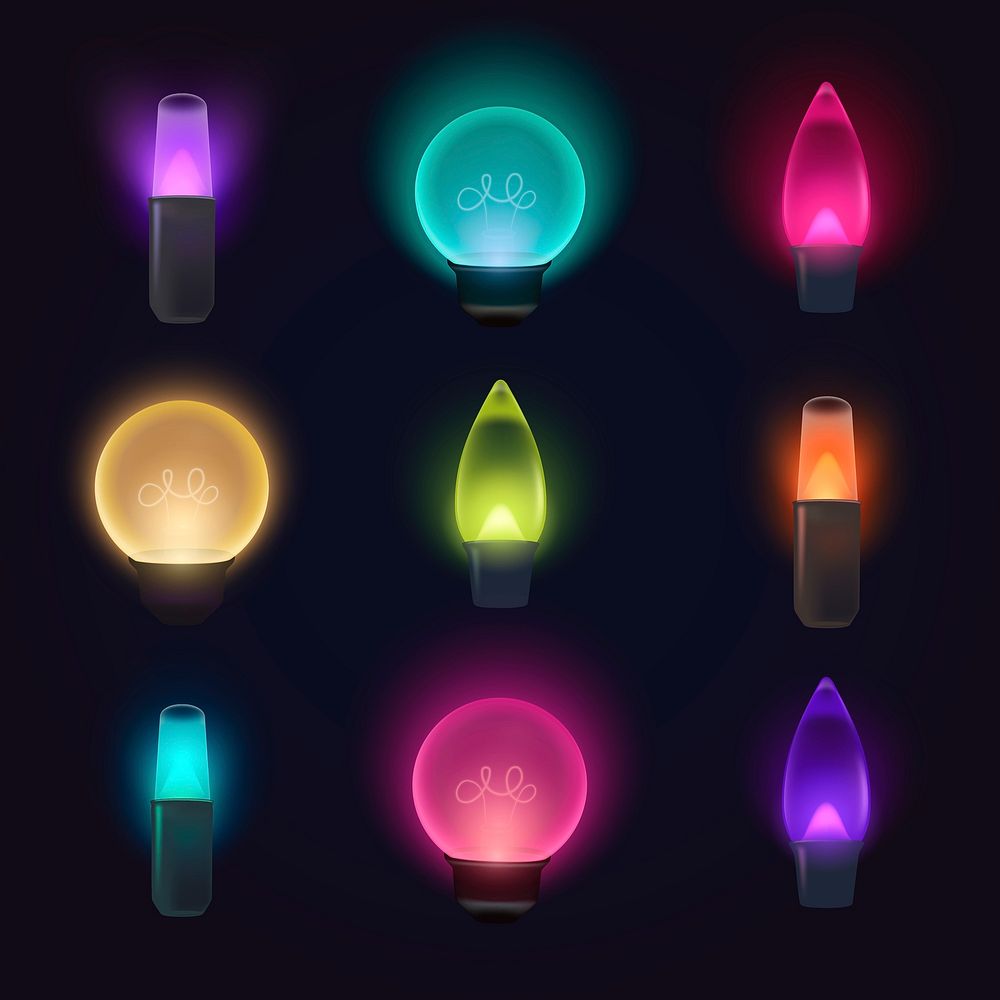 Party lights collage element, colorful design set vector