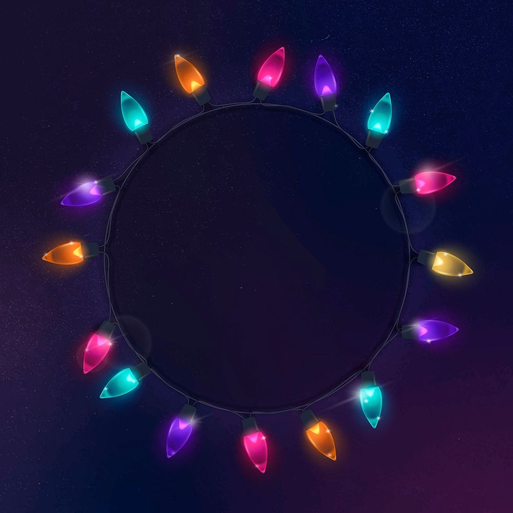 Festive light frame, colorful design, black background vector