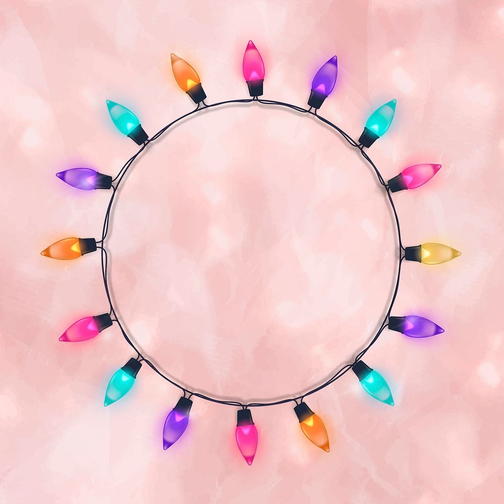 Christmas light frame, colorful design, pink background vector