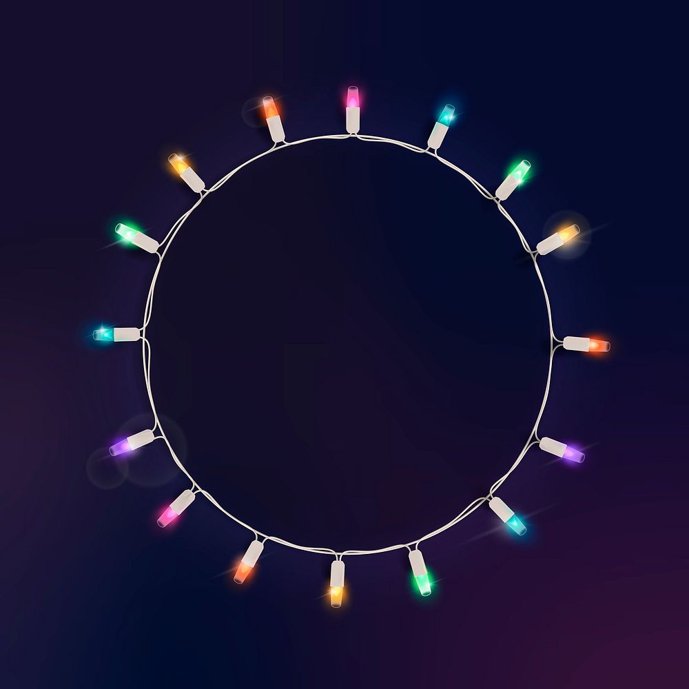 Christmas light string frame, circle design vector