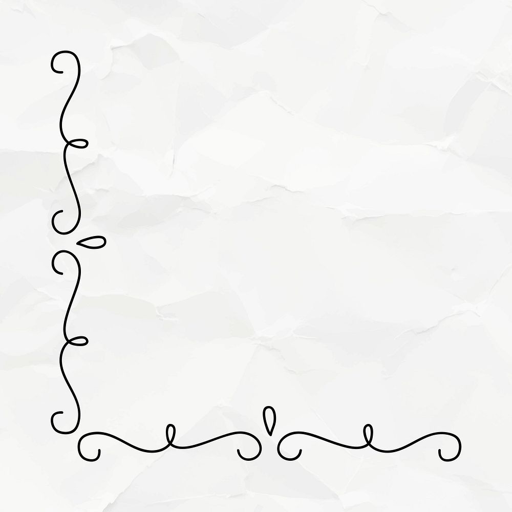 Doodle scroll border, paper background psd