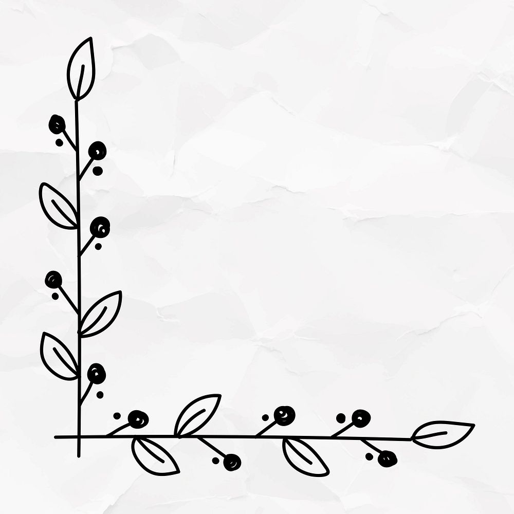 Hand drawn botanical border, paper background vector