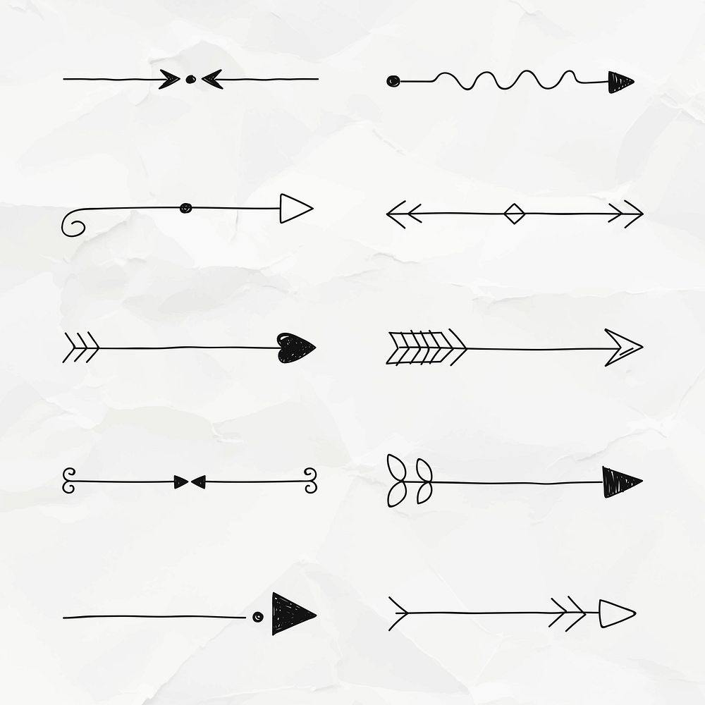 Arrow doodle divider, paper background psd set