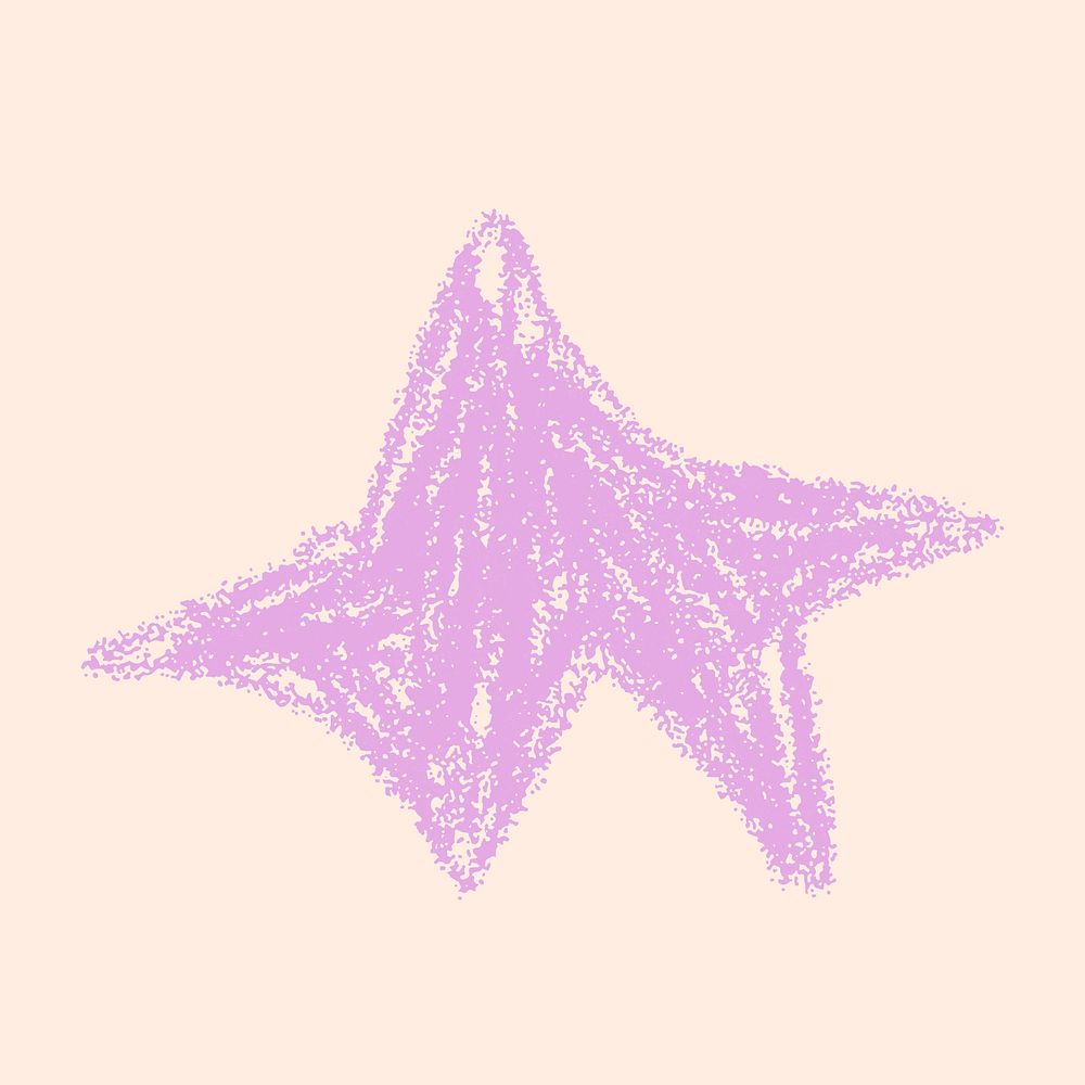Purple star clipart, crayon design