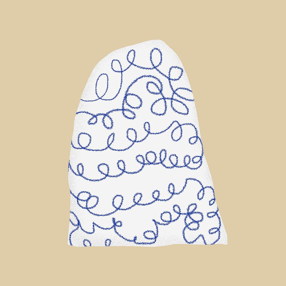 White abstract shape clipart, squiggle design