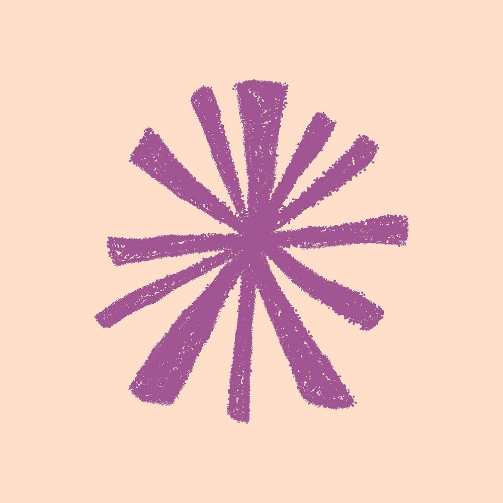 Starburst doodle clipart, purple cute design
