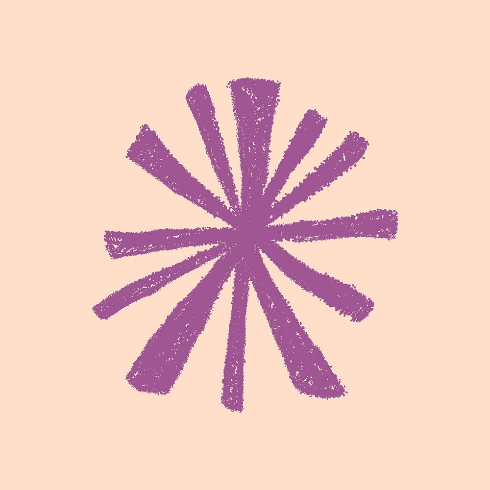 Starburst doodle clipart, purple cute design psd