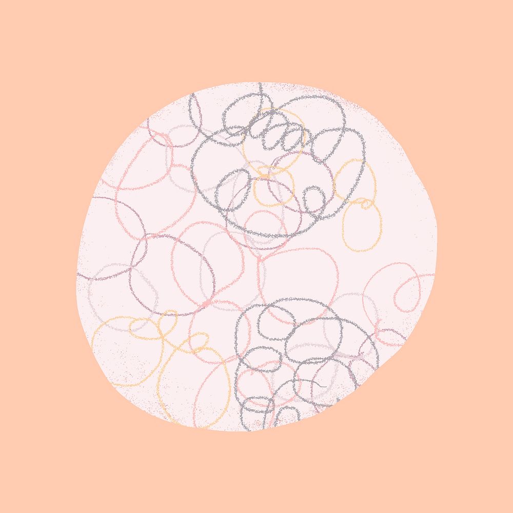 Abstract circle clipart, squiggle design psd